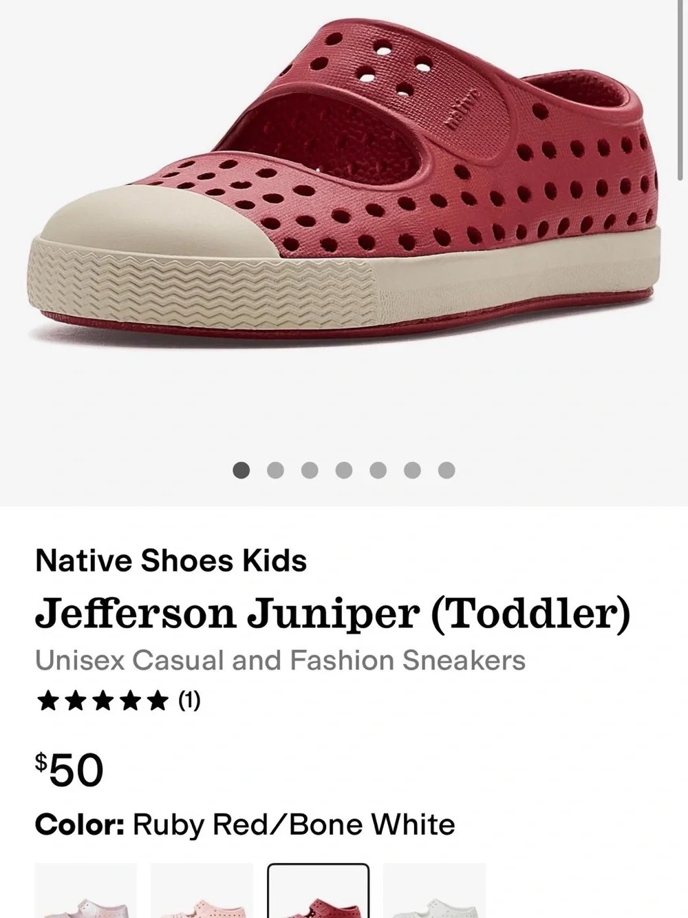 Native Juniper Girls Ruby Red Slip-On Water-Friendly Sneakers - 8
